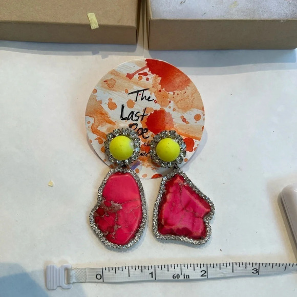 $65 Etsy Last Roe Two Tone Barrie Chrystal Drop Earrings NWT - Picture 5 of 5